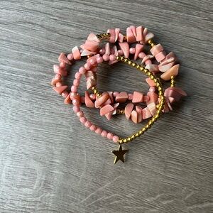Pink Coral Beaded Bracelet Set